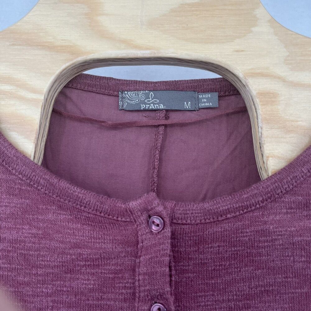 PRANA Top Women's Medium M Henley Pullover Tee Soft Mixed Media Athleisure Mauve - Picture 6 of 6